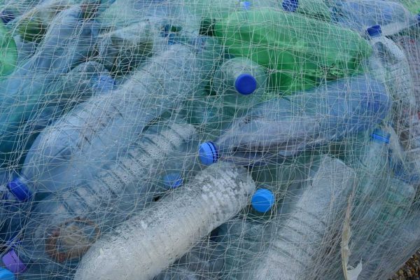 plastic bottles in net