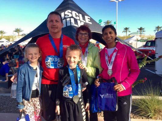 Chris and Kids at the Phoenix Marathon