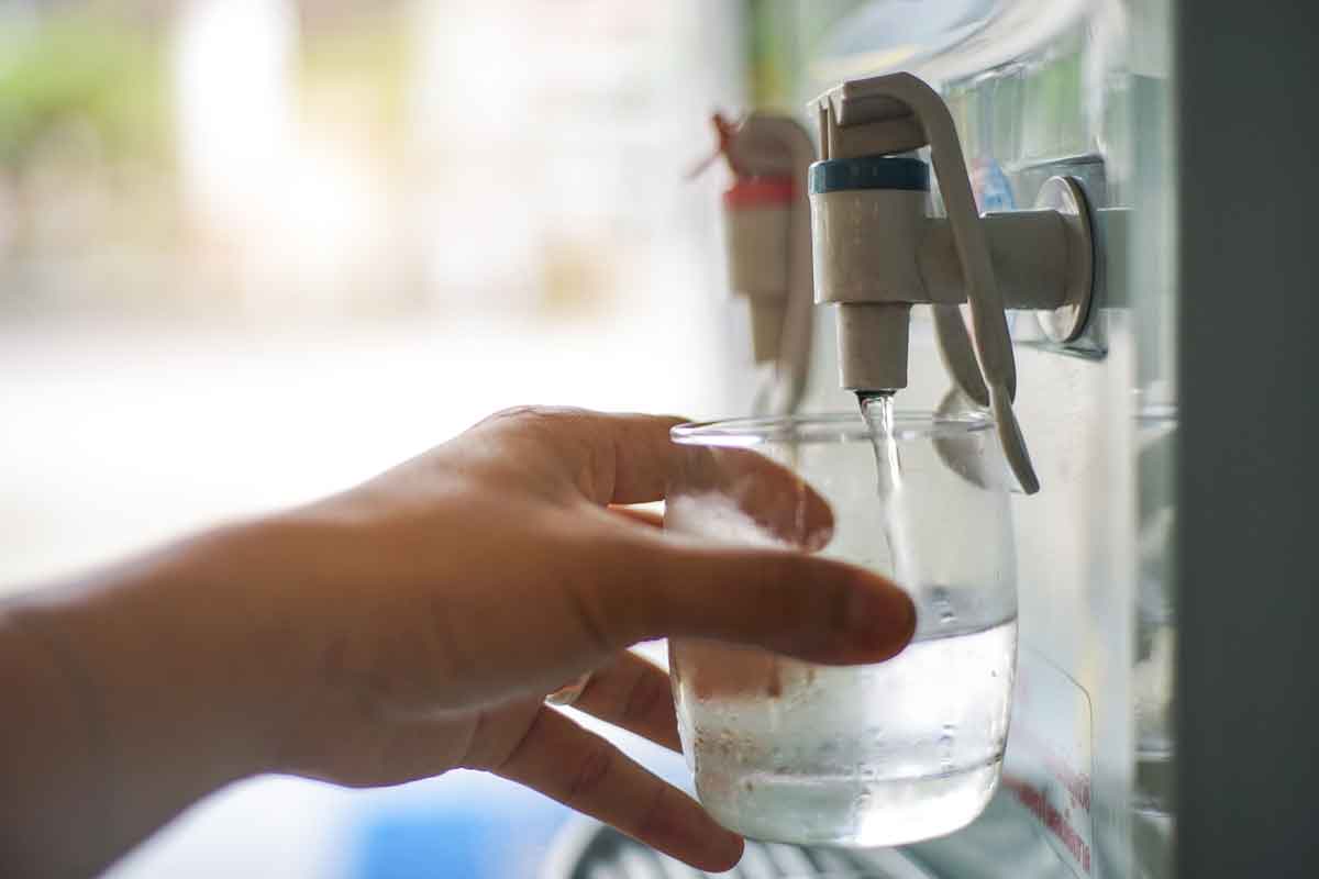 purified water coming out of a water cooler