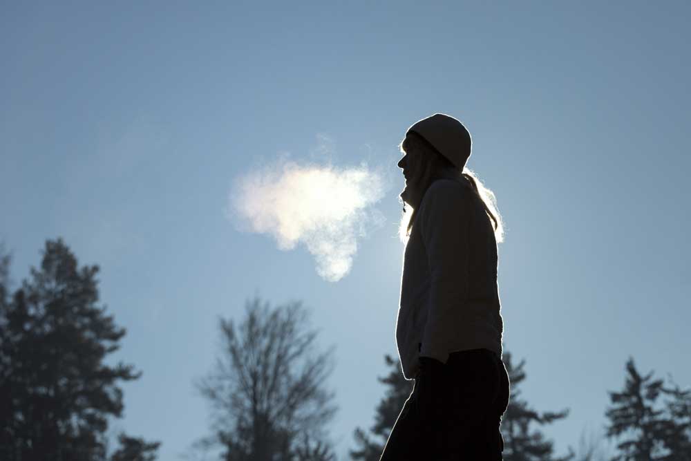 cold breath in the middle of water