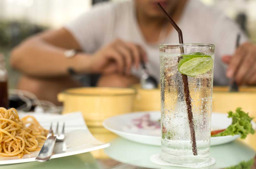 lime in sparkling water to spruce up flavor