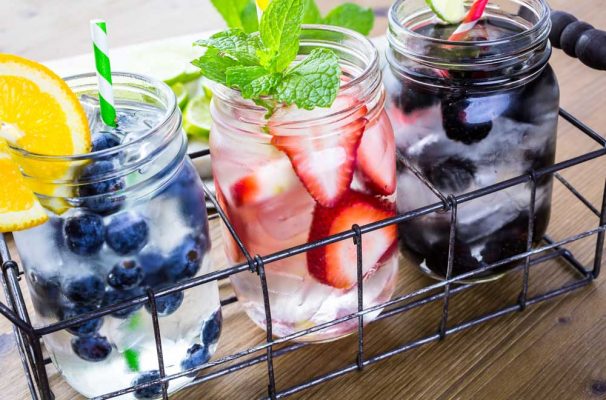berries and fruit infused in water