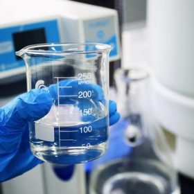 water in lab glassware