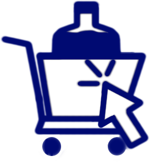 shopping cart with water bottle
